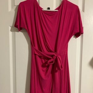 Ann Taylor Faux Wrap Dress in Hot Pink
